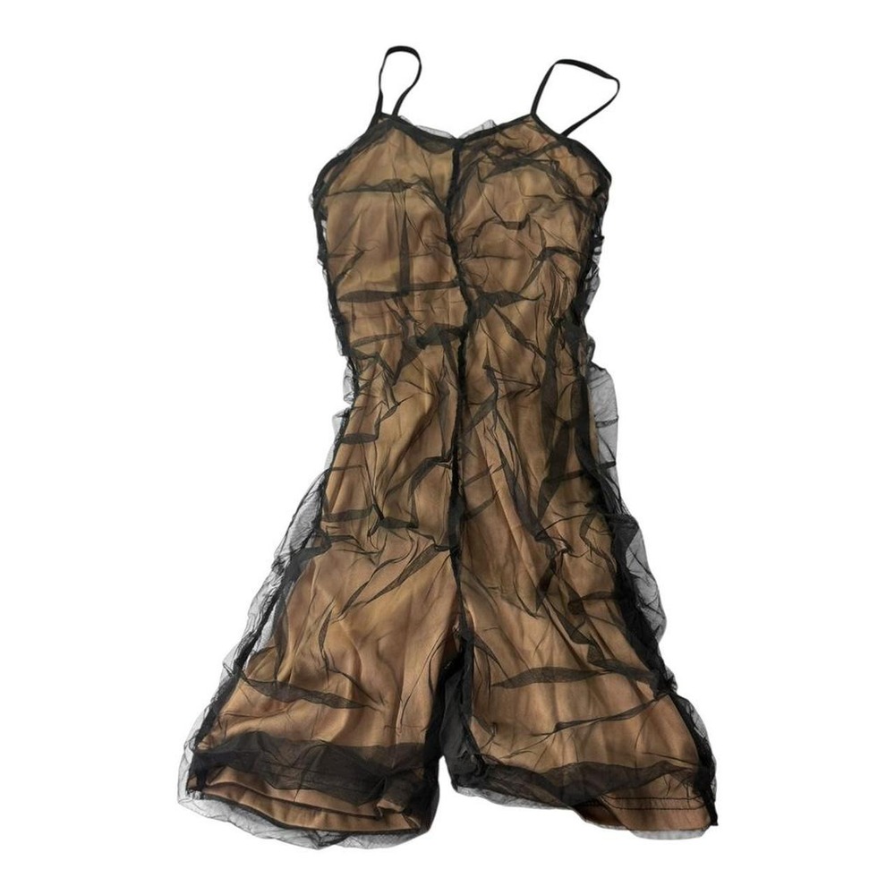 SHEIN Black Sheer Mesh Ruched Romper XS